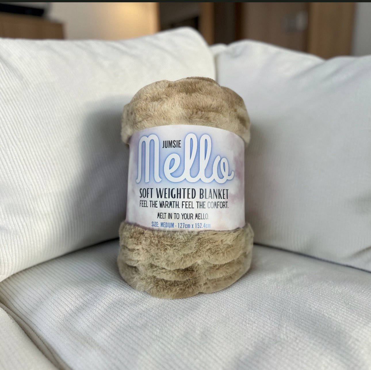 Jumsie Weighted Mello Blanket – Oat Latte