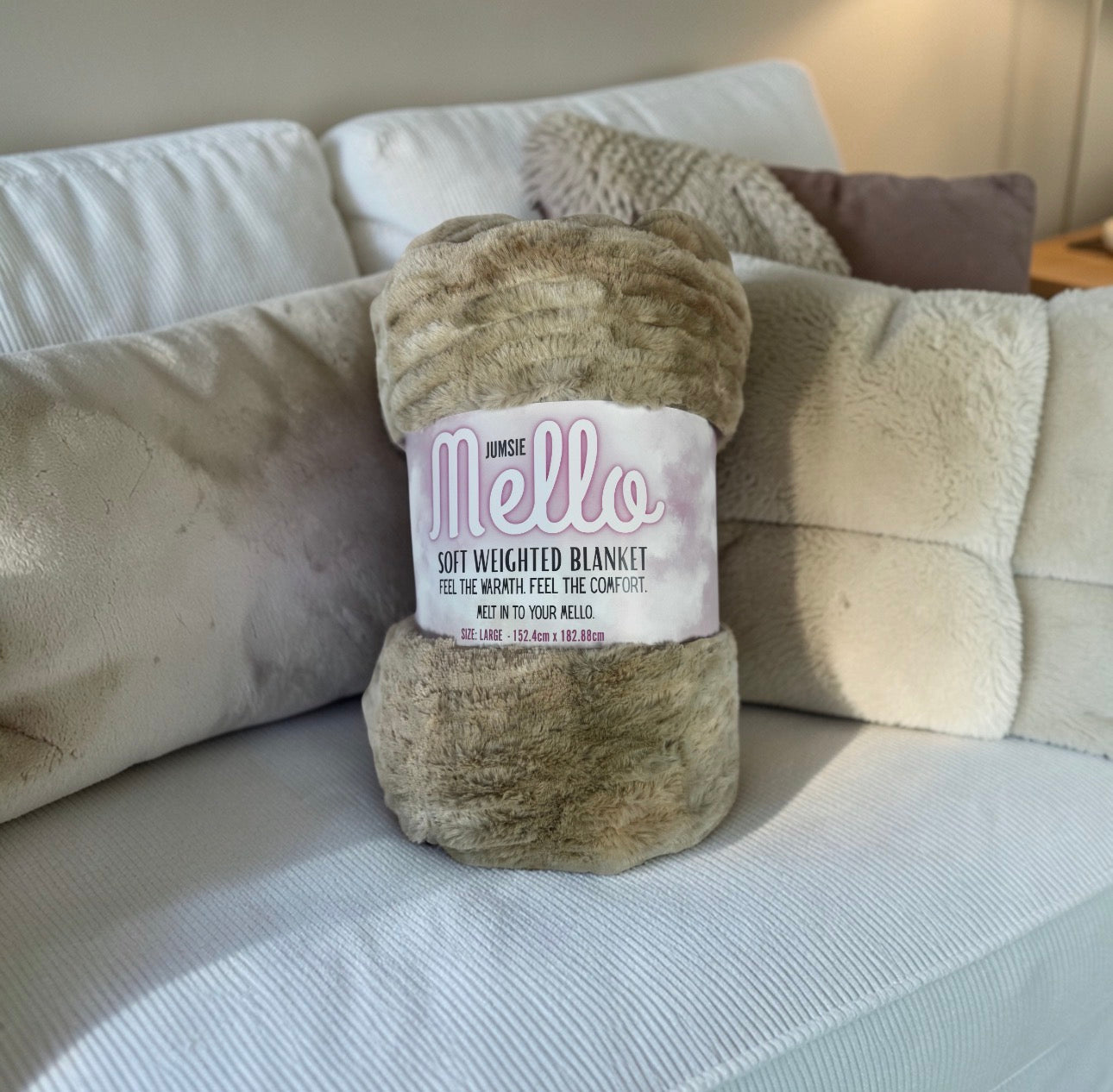 Jumsie Weighted Mello Blanket – Oat Latte